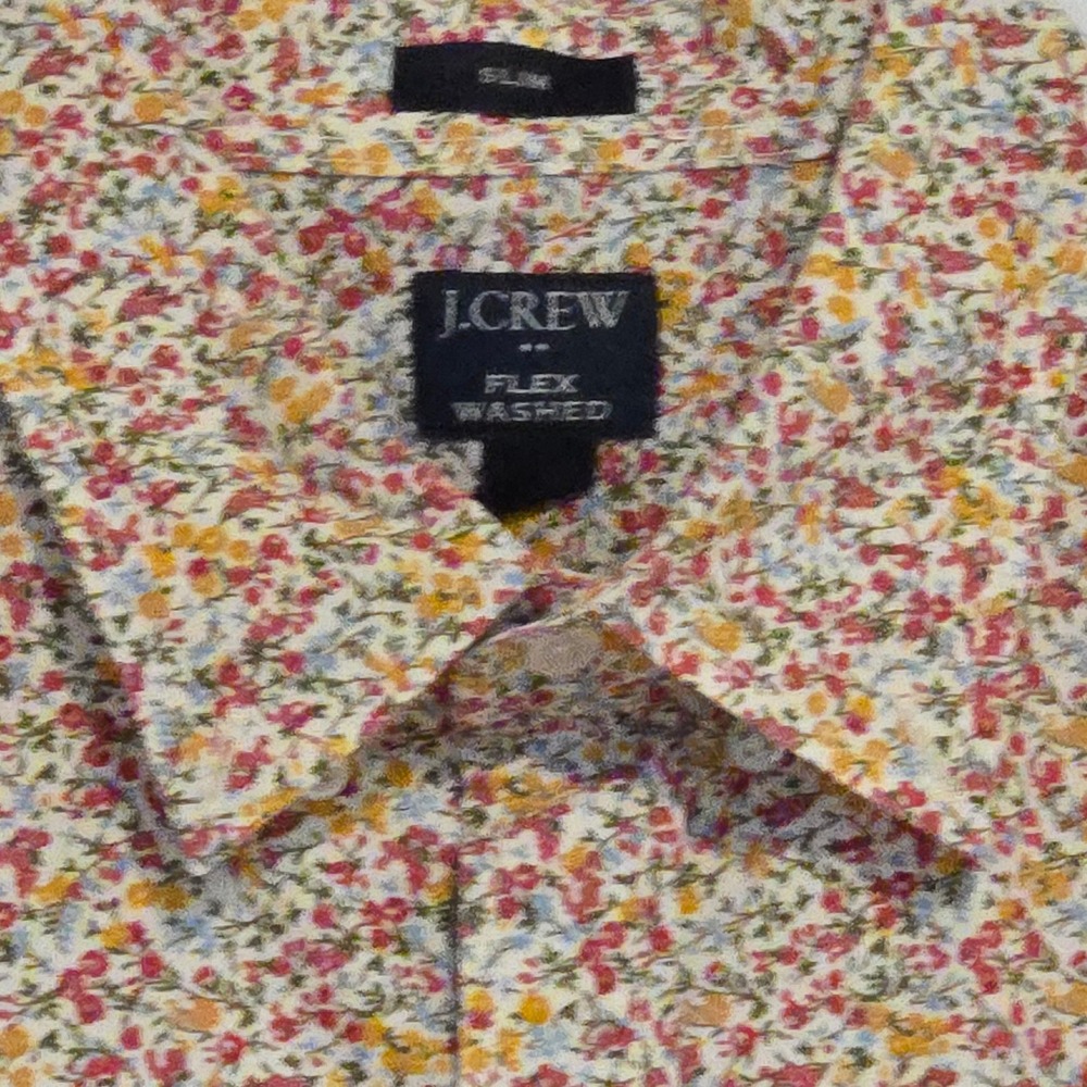 J.Crew Slim Flex Washed Floral Button Down Shirt Men's Medium - Picture 7 of 10